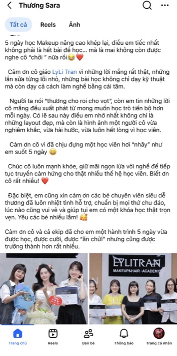 Phản hồi của học viên Thương Sara